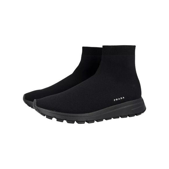 LUXURY PRADA SOCK HIGH-TOP SNEAKERS SHOE 4T3478 BLACK KNIT US 6 EU 37 RUNS SMALL - Picture 13 of 13